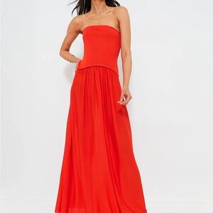 SOLID & STRIPED Lava Sasha Strapless Red Dress